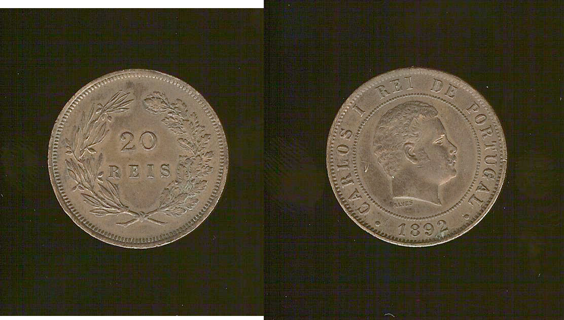 Portugal 20 reis 1892 AU